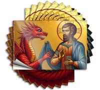Bumper Stickers A Saint Confronts A Red Dragon Sticker 10Pcs Car Banner Sticker Windshield Tool Box Stickers(12X18CM)