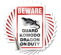 Bumper Stickers Beware! Guard Komodo Dragon On Duty Funny Sticker 10 Pcs Funny Bumper Stickers Decal Stickers for Cars(6X9CM)
