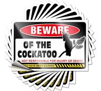 Bumper Stickers Beware of Cockatoo Funny Sticker 10 Pcs Automotive Stickers Funny Home Decor(12X18CM)