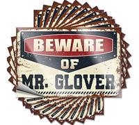Bumper Stickers Beware of Mr. Glover Funny Sticker 10 Pcs Bar Accessories for Man Cave Funny Man Cave Signs(8X12CM)