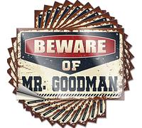 Bumper Stickers Beware of Mr. Goodman Funny Sticker 10 Pcs Funny Car Decals Decor for Man Cave(6X9CM)