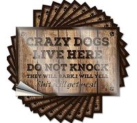 Bumper Stickers Crazy Dogs Live Here Do Not Knock They Will Bark Funny Sticker 10 Pcs Stickers for Car Toolbox Stickers and Decals(8X12CM)