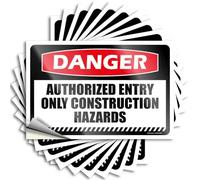 Bumper Stickers Danger Authorized Entry Only Construction Hazards Stickers 10Pcs Funny Car Decals Bumper Stickers(8X12CM)