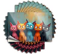 Bumper Stickers Five Colorful Cartoon Cats Sitting Together. Stickers 10Pcs Car Window Stickers Bar Sign for Home Decor(6X9CM)