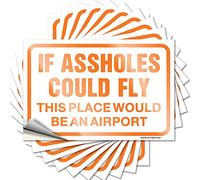 Bumper Stickers If Assholes Could Fly This Place Would Be an Airport Funny Sticker 10 Pcs Stickers for Cars Funny Signs for Home Bar(6X9CM)