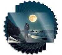 Bumper Stickers Lovers Under The Full Moon On The Beach Sticker 10Pcs Car Banner Sticker Windshield Tool Box Stickers(12X18CM)