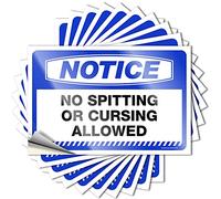 Bumper Stickers Notice No Spitting Or Cursing Allowed Stickers 10 Pcs Hardhat Stickers and Decals Funny Bumper Stickers(12X18CM)