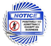 Bumper Stickers Notice Positively No Admittance Except On Business Stickers 10Pcs Car Stickers for Men Funny Stickers for Adults(6X9CM)