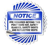 Bumper Stickers Notice PPE Required Beyond This Point Hard Hat Stickers 10 Pcs Car Stickers Car Window Stickers(12X18CM)