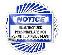 Bumper Stickers Notice Unauthorized Personnel are Not Permitted Inside Plant Stickers 10 Pcs Girl Car Stickers Girl Car Stickers(12X18CM)