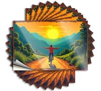 Bumper Stickers Rider On Dirt Road, Arms Outstretched, Facing Sunset. Stickers 10Pcs Car Window Stickers Bar Sign for Home Decor(12X18CM)