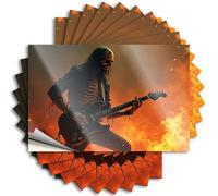 Bumper Stickers Skeleton Guitarist On Fire Background Sticker 10Pcs Car Banner Sticker Windshield Tool Box Stickers(12X18CM)