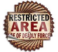 Bumper Stickers Stickers for Car Restricted Area: No Use of Deadly Force Sign Stickers 10Pcs Toolbox Stickers and Decals Funny Street Signs(12X18CM)