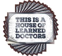 Bumper Stickers This is A House of Learned Doctors Funny Sticker 10 Pcs Hardhat Stickers and Decals Funny Bumper Stickers(8X12CM)