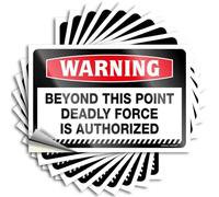 Bumper Stickers Warning Beyond This Point Deadly Force is Authorized Stickers 10Pcs Prank Bumper Stickers Funny Room Signs(8X12CM)