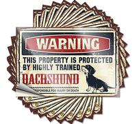 Bumper Stickers Warning This Property is Protected by A Highly Trained Dachshund Funny Sticker 10 Pcs Bumper Stickers, Decals & Magnets Car Window Stick(6X9CM)