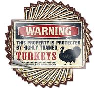 Bumper Stickers Warning This Property is Protected By A Highly Trained Turkey Funny Sticker 10 Pcs Car Stickers for Windows Funny Bar Decor(8X12CM)