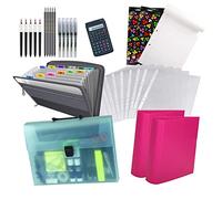 Bumper Study Bundle Set- inc Pink Lever Arch Files x2, Expanding File x1, 100PC Polypockets, 20PC Stationery Set, 5 Pencils, 5 Pens, 5 Gel Pens, Scientific Calculator & 3 A4 Refill Pads!