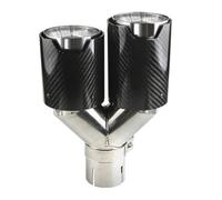 Bumper tailpipes 63mm Car Carbon Fiber Glossy Muffler Tip Y Shape Double Exit Exhaust Pipe Mufflers Universal stainless steel Nozzle Car tailpipes(1pc Right)