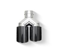 Bumper tailpipes Black Carbon Fiber Glossy Muffler Tip Y Shape Double Exit Universal Exhaust Pipe Cars Mufflers Nozzle Rear muffler tailpipe(RIGHT ID63-OD89)