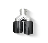 Bumper tailpipes Black Carbon Fiber Glossy Muffler Tip Y Shape Double Exit Universal Exhaust Pipe Cars Mufflers Nozzle Rear muffler tailpipe(LEFT ID63-OD89)