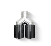 Bumper tailpipes Black Carbon Fiber Glossy Muffler Tip Y Shape Double Exit Universal Exhaust Pipe Cars Mufflers Nozzle Rear muffler tailpipe(EQUAL ID63-OD89)