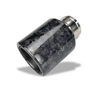 Bumper tailpipes Car 1 Piece Universal Forged Carbon Fiber Glossy Rolled Edge with Silver Inner Exhaust Tip Muffler Pipetip Rear muffler tailpipe(In70-Out101mm)