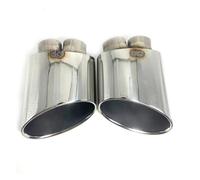 Bumper tailpipes For RS3 RS4 RS4 RS5 RS6 Double inner Exhaust Pipe Stainless Steel Car Muffler Tip 1 Pair Car tailpipes(Silver)