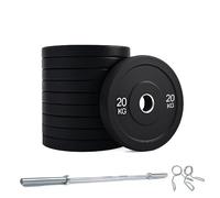 Bumper Weight Plate Set 200kg & 250kg with or without 4ft, 5ft, 6ft or 7ft Barbell - Heavy Duty Rubber Olympic Plates for Strength Training