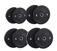 Bumper Weight Plates for Olympic Barbells, High-Density Rubber with Steel Core, 1.25kg-25kg Pairs and Sets from 45kg to 250kg, Home Gym Strength Training (100 kg Set)