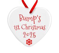 Bump's First Christmas Bauble | Baby Bump 1st Xmas Handmade Tree Decoration | Pregnant Expecting Baby Ornament Pregnancy Present (Ceramic - Red)
