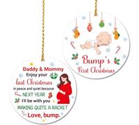 Bumps First Christmas Bauble New Parents Christmas Ornament Pregnant Ornament Ceramic Expecting Baby Gifts First Time Dad, Mom Gifts Bumps First Decor Ceramic Hanging Decor with Strings for Xmas Tree