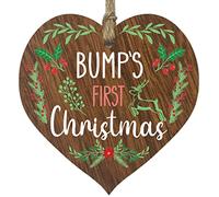 Bumps First Christmas, Hanging Wooden Heart Sign Plaque Thank you Gifts | Hanging Wooden Heart Sign Plaque Thank you Gifts for Women, Dark Wood Hearts Signs, Thank You Gifts, Friendship Plaque