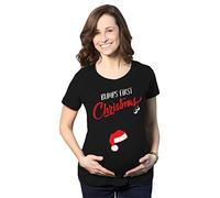 Bumps First Christmas Maternity Shirt Funny Merry Tee for New Pregnant Family (Black) - M