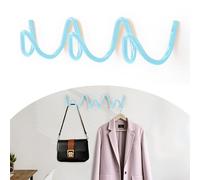 Bumtosc Coat Rack Wall Mount, Creative Wave Wall Hooks 20KG Capacity, Easy Installation, Multi-Purpose Hooks for Coat, Hat, Bag, Umbrella (Blue, 29cm x 7.5cm (11.41" x 2.95"))