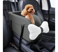 BUMUBI Center Console Dog Car Seat for Small Dogs Puppy Pet Booster Seat for Car PU Leather Travel Pet Car Carriers for Cat with Adjustable Safety Belt Support Pet up to 11lbs