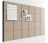 Bumusty Large Cork Board Alternative 36 x24 Felt Bulletin Board Tiles, with 30 Pushpins, 40 Adhesive Tabs, 6 Pack Slat Wall Paneling, Cork Boards for Office Push Pin Board Felt Board-Deep Camel