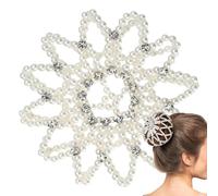 Bun Catcher | Bun Net with Pearls and Crystals | Accessories for Hairstyles Parties Sport Work Quick Fix | Dance Shows Formal Events