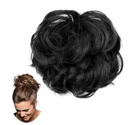 Bun Hair Piece Clip in Hair Extension Curly Donut Tousled Updo High Heat Resistant Synthetic Hairpieces for Women Black 0221