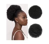 Bun Hair Piece Curly Afro Puff Ponytail Extensions Short Synthetic Updo Hair Pieces for Natural Look and Style Hair Accessories Hair Pieces for Women(8cun-1B-01)