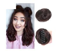 Bun Hair Piece Space Bun Synthetic Hair Pieces 2pcs Mini Claw Clip Messy & Cat Ears Fake Hair Bun Extensions Wig Accessory Hairpieces Hair Pieces for Women(Dark brown)