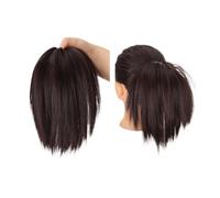Bun Hair Piece Synthetic Hair Bun Messy Chignon Hairpiece for Women Straight Hair Extension Ponytail Scrunchies with Elastic Rubber Band Hair Pieces for Women(Dark Bown)