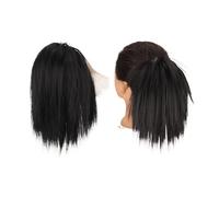 Bun Hair Piece Synthetic Hair Bun Messy Chignon Hairpiece for Women Straight Hair Extension Ponytail Scrunchies with Elastic Rubber Band Hair Pieces for Women(Natural Black)