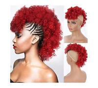 Bun Hair Pieces for Women 1-Pack Synthetic Bun High Ponytail Afro with Bangs Curly with Drawstring Extension Hair Clip Wigs