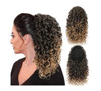 Bun Hair Pieces for Women 14" Synthetic Afro Ponytail Curly Drawstring Hair Extensions Clips Bun Pieces for Black Women