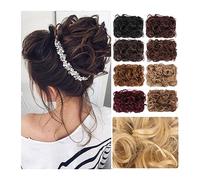 Bun Hair Pieces for Women Messy Bun Hair Pieces, Elastic Drawstring Wave Curly Chignon Hairpiece Clip in Curly Hair Extension Short Synthetic Ponytail Extension for,LF01-105