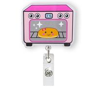 Bun in The Oven Badge Reel for Labor and Delivery Nurse & Midwife, OB Nurse Badge Reel Retractable, Maternity Ward Badge Clip, L&D Badge Accessories, Funny OB/GYN Badge Holder with Alligator Clip