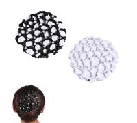 Bun Nets Hair Net,2 Pcs Black and White Crochet Bun Cover Snood Hair Net Handmade Hair Net Crochet Pearl Hair Ballet Hair Bun Sparkly Hair Nets for Buns Dance Band Hair Bun Holders for Women Girls