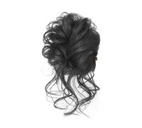 Bun Ponytail Chignon Brazilian Human Hair Curly Wavy Messy Bun Extensions Hair Pieces for Women Messy Bun Hair Piece Hair Hair Ponytail for Women Girls(Natural black)