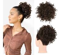 Bun Short Curly Drawstring Ponytail Extension Loose Hair Bun Hair Pieces for Women High Temperature Synthetic Elastic Easy Scrunchie Easy to Wear Daily Party(Color:Color 3)